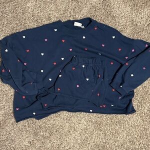 Candy Heart Print Lounge Set - Navy